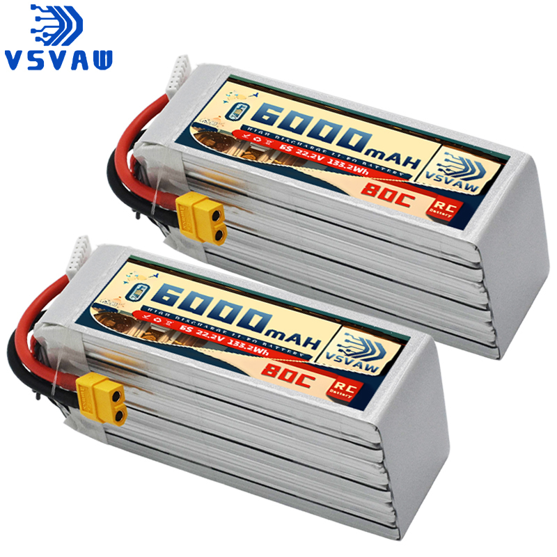 6S Lipo Battery 22.2V 5000Mah - VSVAW 6S Lipo-batterij 6000mAh 22.2V 80C